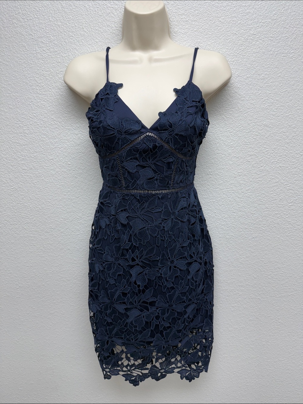Lace V-Neck Mini Dress in Navy wedding guest dress summer dress cocktail dress